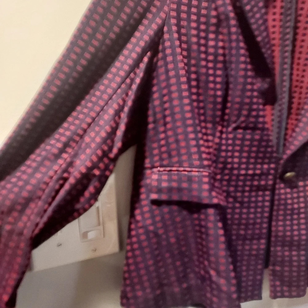 Modcloth Navy And Maroon Grid Print Button Detail… - image 5